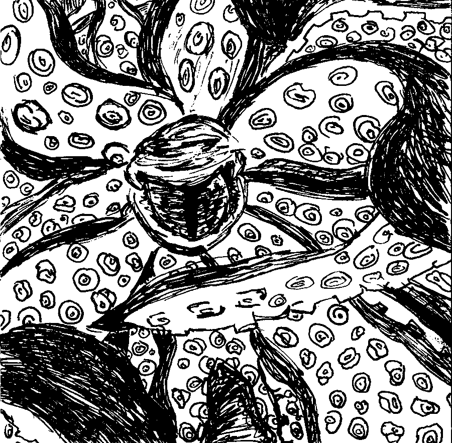 An evil eye amids tentacles
